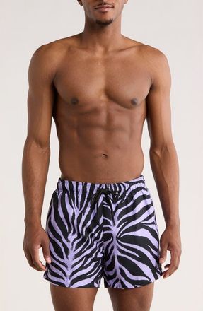 BOSS Zebra Stripe Swim Trunks in Open Purple at Nordstrom Rack, Size Xx-Large