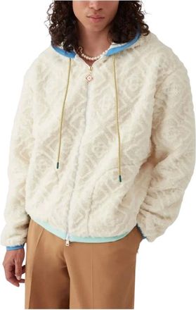 Casablanca Jassen, Heren, Beige, L, Witte Shearling Hoodie Jas