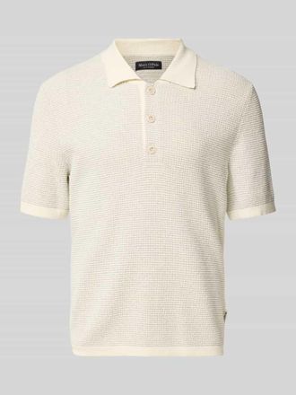 Marc O'Polo Regular Fit Poloshirt aus Baumwoll-Mix mit Crinkle-Effekt in Ecru, Gr&ouml;&szlig;e XXL