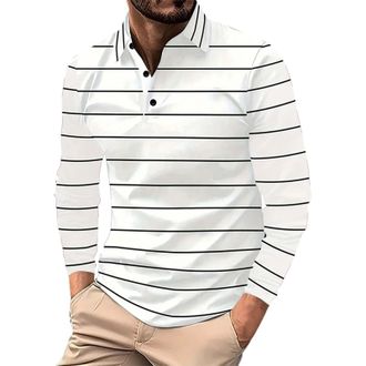 Generic Polo Shirts for Men Adult Long Sleeve Cotton England Polo Casual Grandad Collar Breathable Designer Full Sleeve Tshirts Button Tops Work Shirts with P