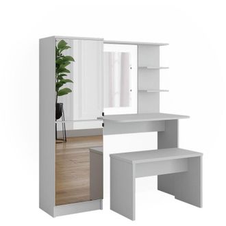 Vicco Tocador Jasmin, Blanco, 123 X 141.2 Cm Con Banco