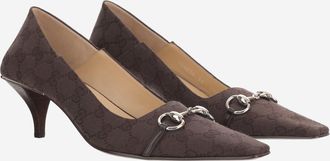 Gucci Womens Mid-Heel Pumps Vittoria Choco Brown Brown-Dark Polyester Brown/dark