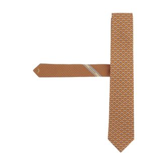 Ferragamo Silk Tie with Patterned Design - male - Ferragamo - Ties - Orange - ONE SIZE - Accessories