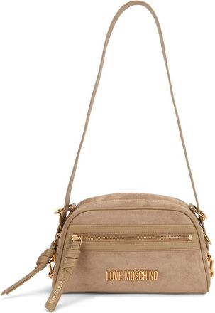 Love Moschino Velours Schoudertas - Dames - Tassen - Beige - Maat: ONE Size Velours