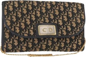 Dior Pre-owned Clutches, female, Blue, Size: ONE SIZE Pre-owned Vintage Trotter Shoulder Bag