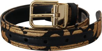 Dolce & Gabbana Multikleur Jacquard Leren Logo Gesp Riem