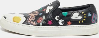 Anya Hindmarch Black Leather Slip On Sneakers