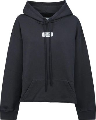 Maison Margiela Hoodies & sweatvesten, Dames, Zwart, M, Katoen, Hoodie met Logo Label Design