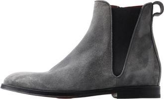 Dolce & Gabbana Gray Leather Men Ankle Boots Mens Shoes