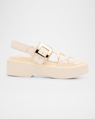 Roger Vivier Viv Rangers Buckle Leather Fisherman Sandals