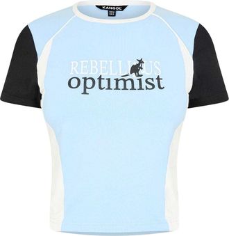 Kangol Dames Optimist T-shirt met kleurblokken, kort en getailleerd (Blauw)