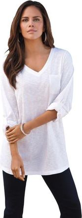 Roaman's Boyfriend Textured Tunic in White at Nordstrom, Size 40