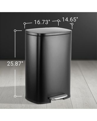 Happimess Connor Rectangular 13Gal Trash Can With Soft-Close Lid & Free Mini Trash Can