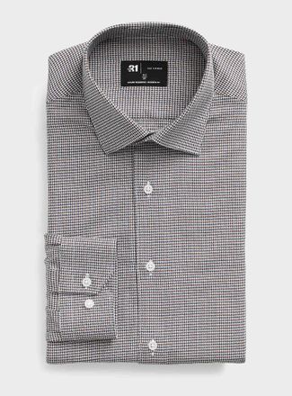 Le 31 Mens Two-tone houndstooth shirt Modern fit