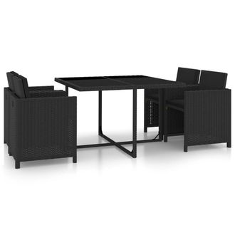 vidaXL Set Da Pranzo Da Giardino 5 Pz Con Cuscini In Polyrattan Nero - Vidaxl