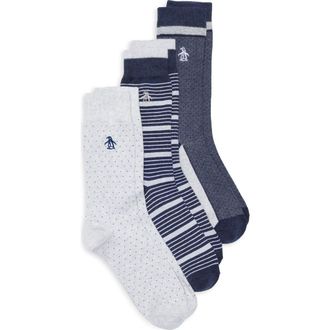 Original Penguin Gates Birdseye Crew Socks - Pack of 3 in Grey at Nordstrom Rack