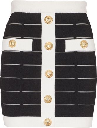 Balmain button-embellishment knitted mini skirt - women - Viscose/Polyester/Polyamide - 40 - Black