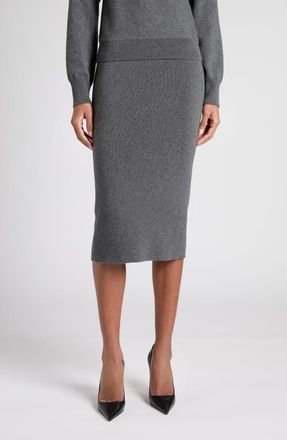 Tom Ford Stretch Cashmere & Cotton Pencil Skirt in Ig712 Dark Grey Melange at Nordstrom, Size Medium
