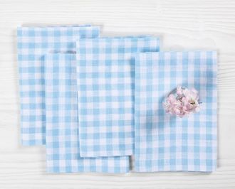 Solino Home Linen Dinner Napkins Set of 4, 20 x 20 Inch for Dining Table, Holiday and Everyday Table Decor - Gingham Check in Blue Bell at Nordstrom