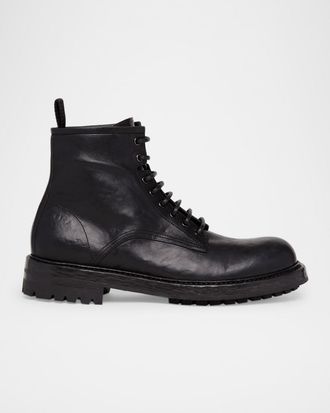 Dolce & Gabbana Mens Elba Vachetta Leather Combat Boots