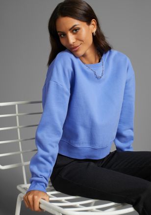 Laura Scott Sweatshirt LAURA SCOTT, Damen, Gr. 32/34, blau, angeraute Sweatware, Obermaterial: 80% Baumwolle, 20% Polyester, unifarben, Basic, l&auml;ssig geschnitten,