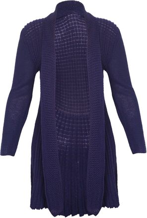 Purple Hanger Womens Long Sleeve Waterfall Ladies Boyfriend Stretch Knitted Front Open Cardigan Sweater Top Plus Size Navy Blue Size 20-22 (L/XL)