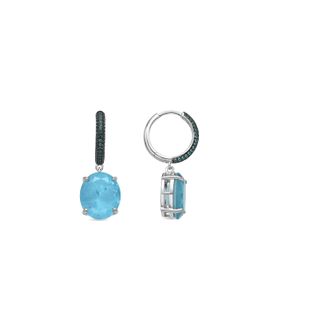 Luxenter oorbellen in 925 sterling zilver en Paraiba groen hydrothermale kwarts rhodium afwerking - Blia