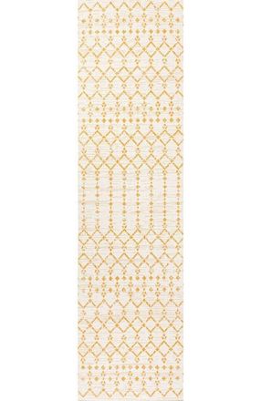 Jonathan Y Designs Ourika Moroccan Geometric Textured Weave Indoor/Outdoor Area Rug in Cream/yellow at Nordstrom, Size 5Ft 0In X 8Ft 0In