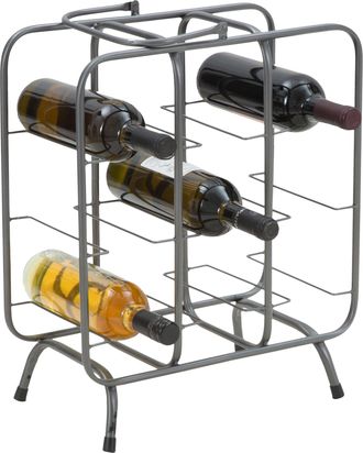 Dmora Flaschenregal Safed, Mit Griff, Strukturfarbe Dunkel, 9 Flaschen, Dunkelgrau