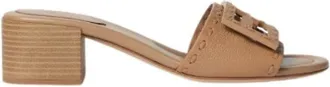 Fendi Schoenen, Dames, Bruin, 41 EU, Leer, Slide Vit. Bott+FF Vitel. C/Infi