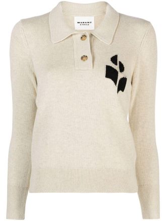 Isabel Marant Nola Polo In Wool And Cotton Blend With Logo