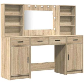 vidaXL Conjunto De Mesa De Tocador Con Caj&oacute;n 3 Pcs Roble Sonoma Vidaxl