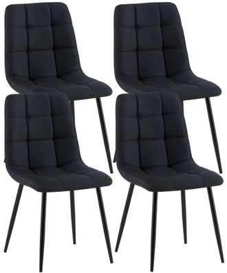 Clp Set De 4 Silla de comedor con patas de metal y asiento de Tela Negro