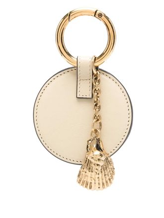 Chlo&eacute; mirror-detail leather keyring - Gold