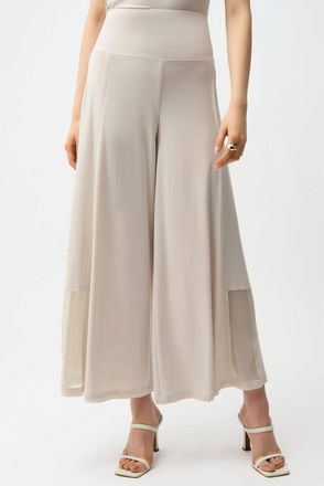 Joseph Ribkoff Mesh Insert Pull-On Wide Leg Pants In Moonstone