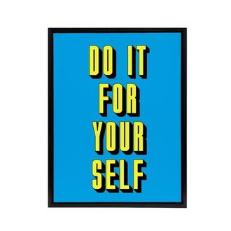 Artery8 Do It For Yourself Retro Yellow Blue Bold Simple Framed Canvas Art | Size: W24 x H32