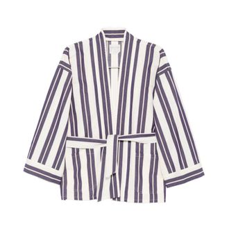 Forte_Forte Blazers, female, Blue, Size: XS Striped Wrap Jacket