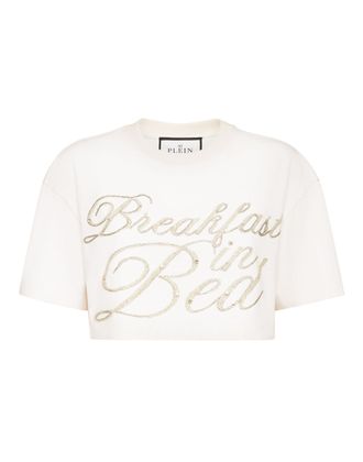 Philipp Plein Cropped T-Shirt Breakfast In Bed Crystal