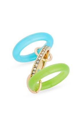 Nordstrom Rack Cubic Zirconia Resin Interlock Ring in Green Multi- Gold at Nordstrom Rack, Size 8