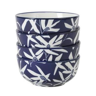 Gibson Home Ivory Estate 4-Piece Reactive Glaze Porcelain Cereal Bowl Set in Blue/white at Nordstrom