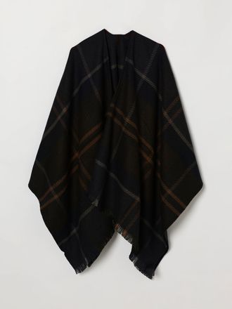Barbour Mantella a quadri in acrilico con design asimmetrico e frange