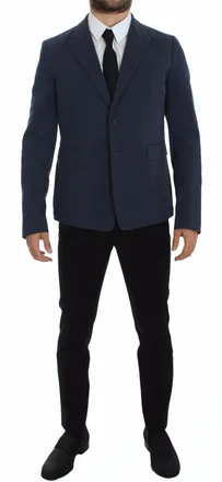 Dolce & Gabbana Blue Cotton Stretch Casual Mens Blazer