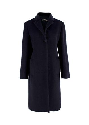 Jil Sander Navy Blue Llama Wool Blend Coat Size S