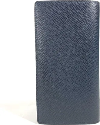 Louis Vuitton Navy Blue Taiga Leather Long Wallet (Bi-Fold) (Pre-Owned)