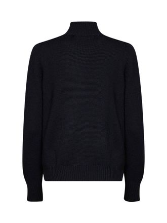 Blanca Vita Virgin Wool Mock Neck Sweater - Black