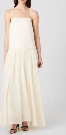 French Connection Marina Mixed Media Drop Waist Maxi Dress in Porcelain Cream at Nordstrom, Size 14