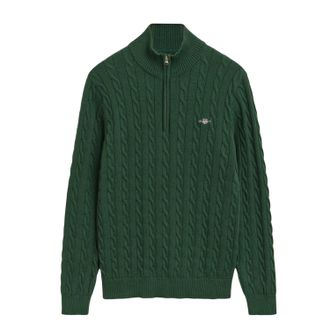 GANT Heren Snoer Katoenen Half Rits Fleece (Groen)