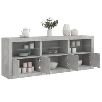 Berkfield Home Sideboard with LED Lights Concrete Grey 181.5x37x67 cm