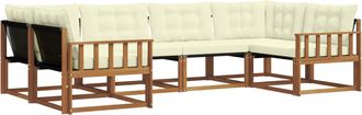 vidaXL Conjunto De Sof&aacute;s De Exterior 6 Uds. Natural Y Crema Vidaxl