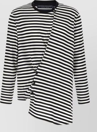 Yohji Yamamoto asymmetrical striped sweater round neck buttons